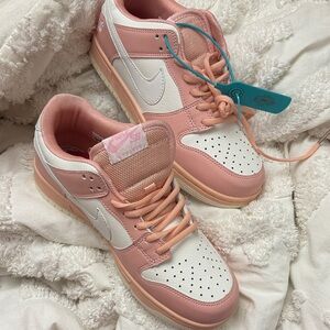 Nike Women's Blush Pink and White Dunks